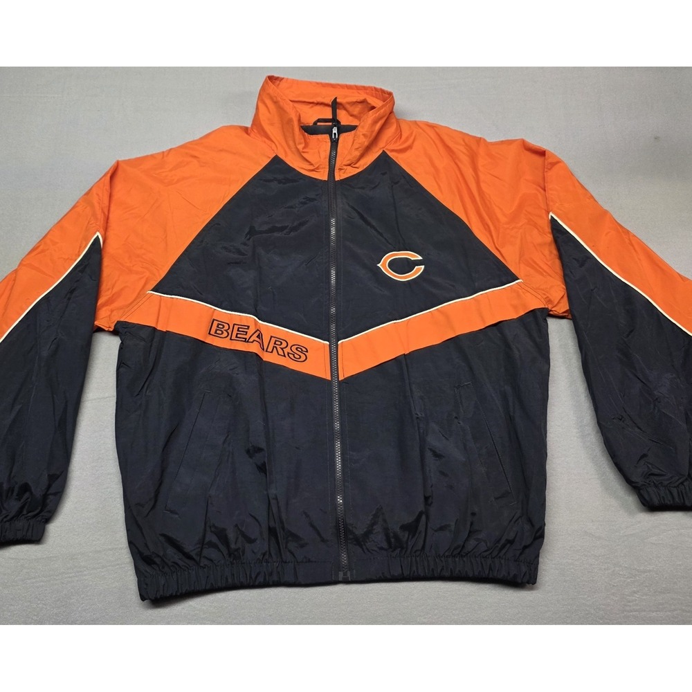 Vintage Logo Athletic Chicago Bears NFL Windbreaker Jacket Navy Orange Mens L NW - Picture 2 of 13